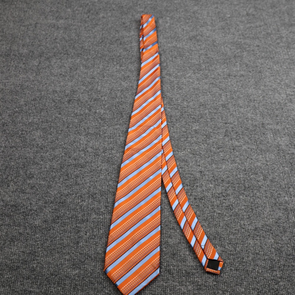 EKH Lerougeonii Tie Mens Orange Blue Striped Designed‎ In Italy Necktie